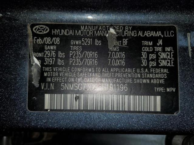 Photo 14 from auction – 2008 HYUNDAI SANTA FE G with VIN 5NMSG73D98H191196