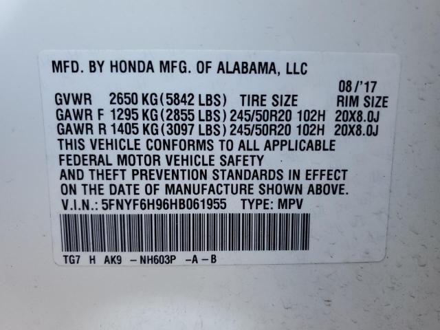 Photo 14 from auction – 2017 HONDA PILOT TOUR with VIN 5FNYF6H96HB061955