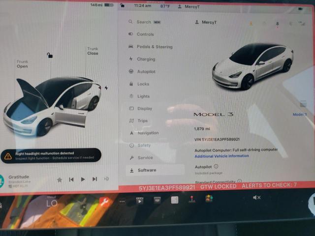 Photo 9 from auction – 2023 TESLA MODEL 3 with VIN 5YJ3E1EA3PF589921