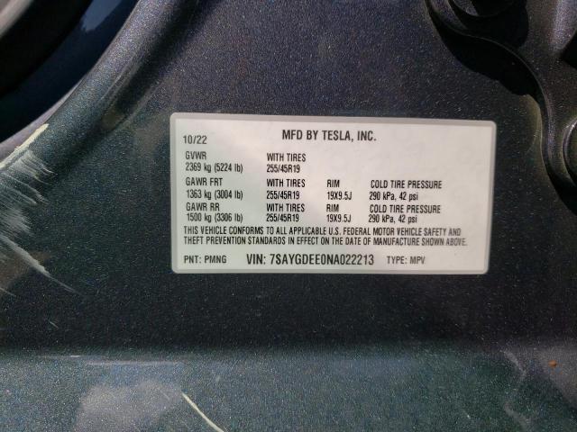 Photo 14 from auction – 2022 TESLA MODEL Y with VIN 7SAYGDEE0NA022213