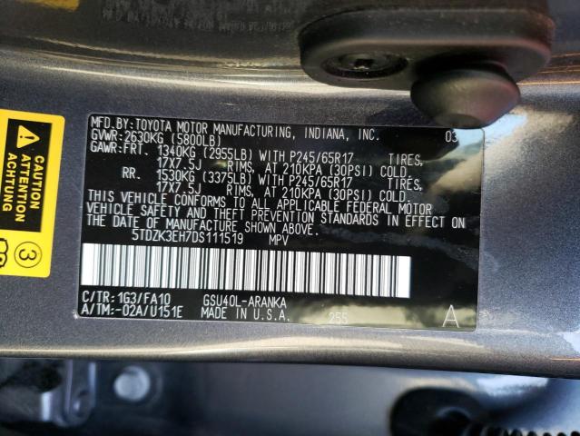 Photo 14 from auction – 2013 TOYOTA HIGHLANDER with VIN 5TDZK3EH7DS111519
