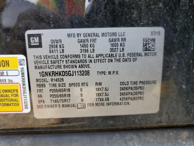 Photo 14 from auction – 2016 CHEVROLET TRAVERSE L with VIN 1GNKRHKD5GJ113208