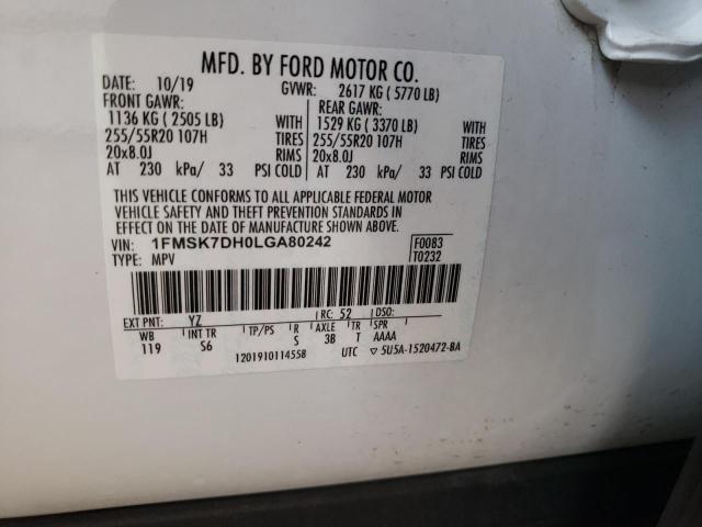 Photo 14 from auction – 2020 FORD EXPLORER X with VIN 1FMSK7DH0LGA80242