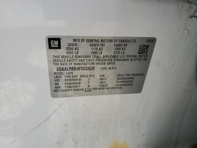Photo 14 from auction – 2015 GMC TERRAIN SL with VIN 2GKALREK4F6333526