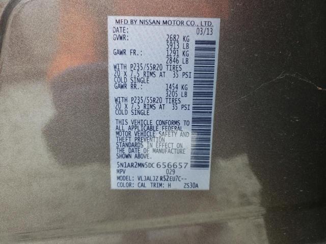 Photo 14 from auction – 2013 NISSAN PATHFINDER with VIN 5N1AR2MN5DC656657