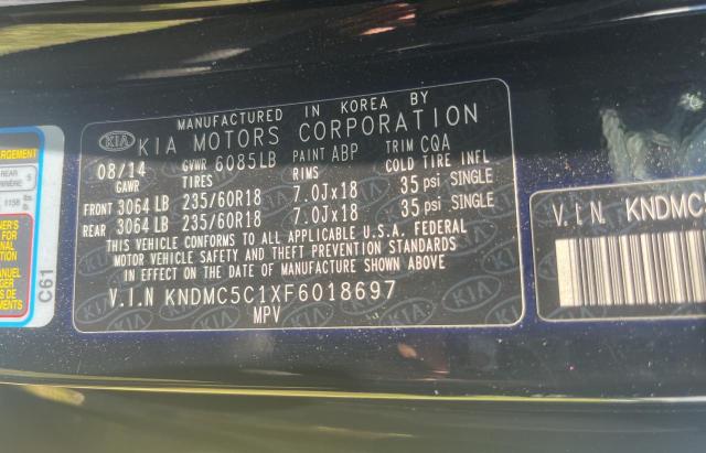 Photo 10 from auction – 2015 KIA SEDONA EX with VIN KNDMC5C1XF6018697