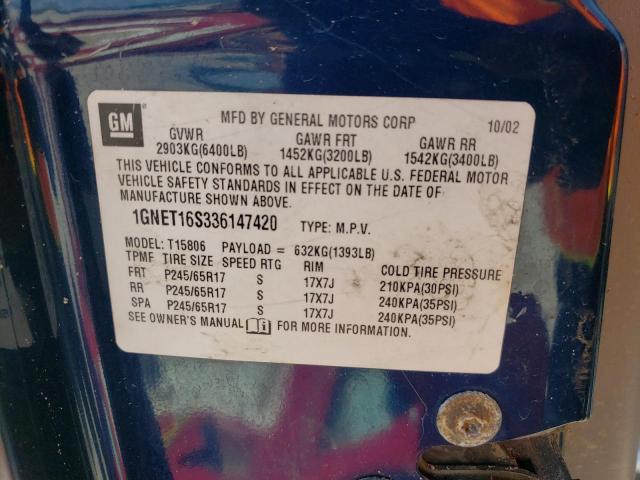 Photo 14 from auction – 2003 CHEVROLET TRAILBLAZE with VIN 1GNET16S336147420