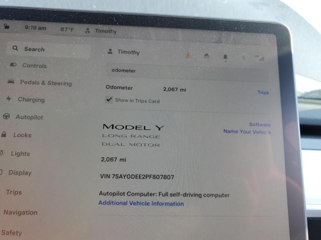 Photo 9 from auction – 2023 TESLA MODEL Y with VIN 7SAYGDEE2PF807807