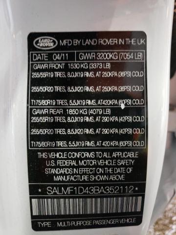 Photo 14 from auction – 2011 LAND ROVER RANGE ROVE with VIN SALMF1D43BA352112