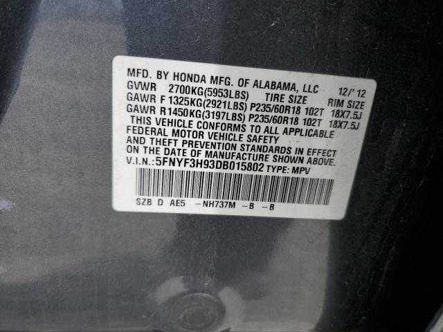 Photo 14 from auction – 2013 HONDA PILOT TOUR with VIN 5FNYF3H93DB015802