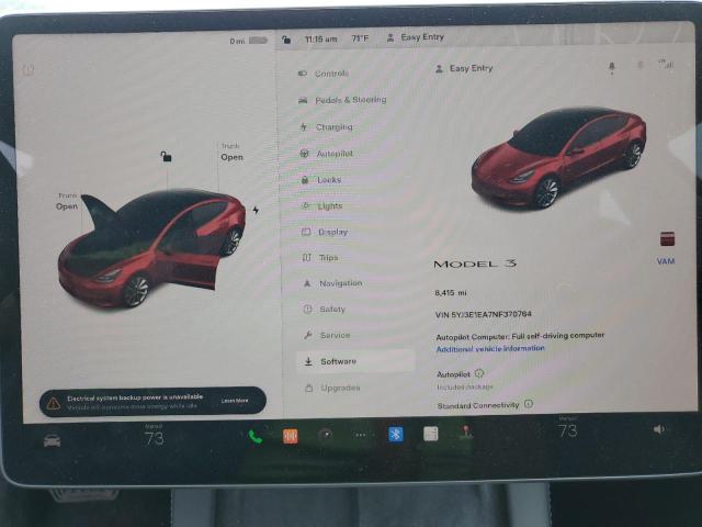 Photo 9 from auction – 2022 TESLA MODEL 3 with VIN 5YJ3E1EA7NF370764