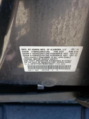 Photo 14 from auction – 2014 HONDA PILOT EXLN with VIN 5FNYF3H79EB018641