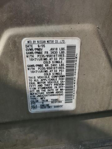 Photo 14 from auction – 2006 NISSAN MURANO SL with VIN JN8AZ08TX6W400490