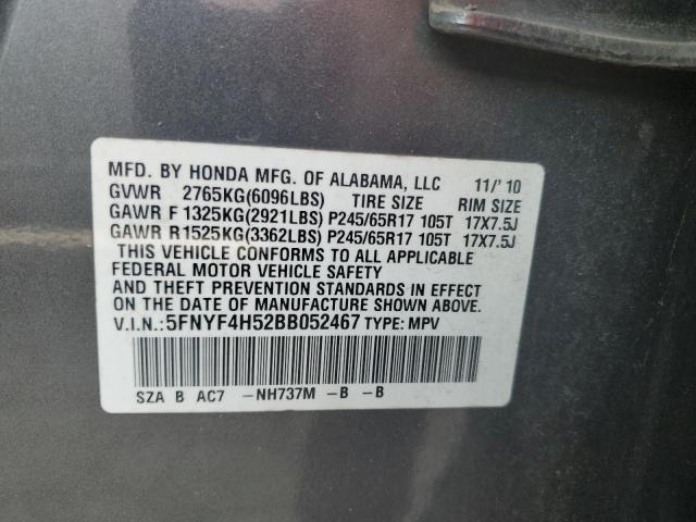 Photo 14 from auction – 2011 HONDA PILOT EXL with VIN 5FNYF4H52BB052467