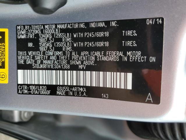 Photo 14 from auction – 2014 TOYOTA HIGHLANDER with VIN 5TDJKRFH1ES041368