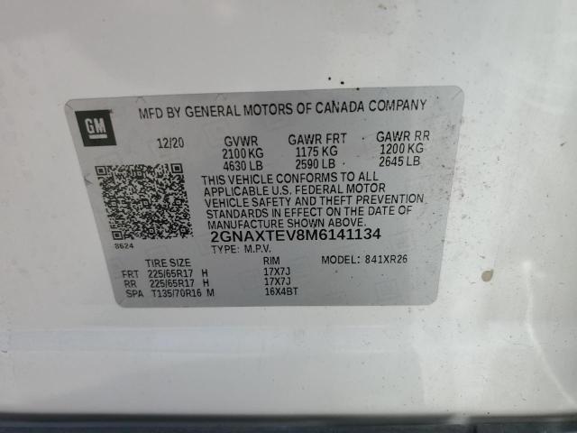 Photo 14 from auction – 2021 CHEVROLET EQUINOX LT with VIN 2GNAXTEV8M6141134