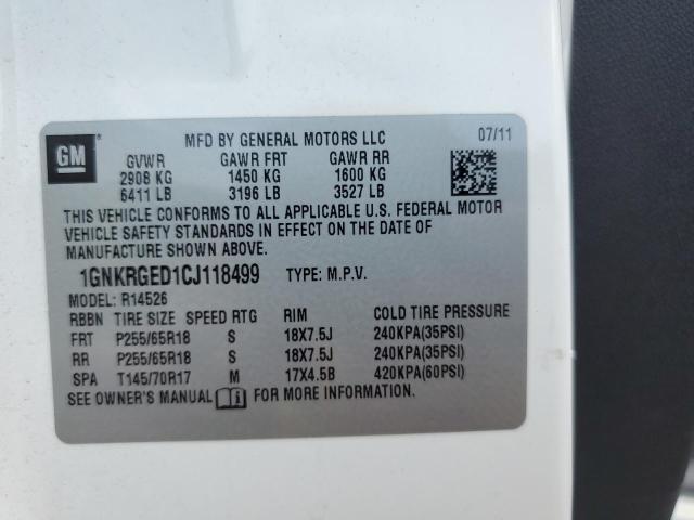 Photo 14 from auction – 2012 CHEVROLET TRAVERSE L with VIN 1GNKRGED1CJ118499