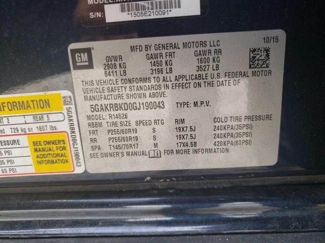 Photo 14 from auction – 2016 BUICK ENCLAVE with VIN 5GAKRBKD0GJ190043