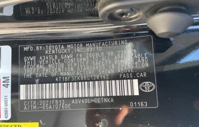 Photo 10 from auction – 2011 TOYOTA CAMRY BASE with VIN 4T1BF3EK8BU128142