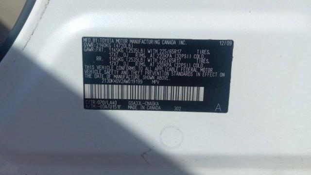 Photo 10 from auction – 2010 TOYOTA RAV4 LIMIT with VIN 2T3DK4DV2AW019199