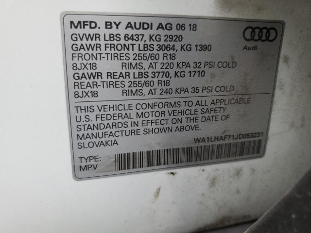 Photo 14 from auction – 2018 AUDI Q7 PREMIUM with VIN WA1LHAF71JD053231