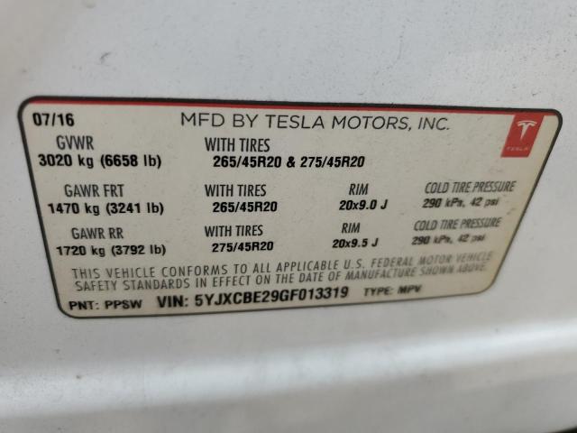 Photo 14 from auction – 2016 TESLA MODEL X with VIN 5YJXCBE29GF013319