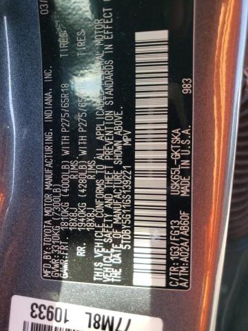 Photo 14 from auction – 2016 TOYOTA SEQUOIA SR with VIN 5TDBY5G11GS139221