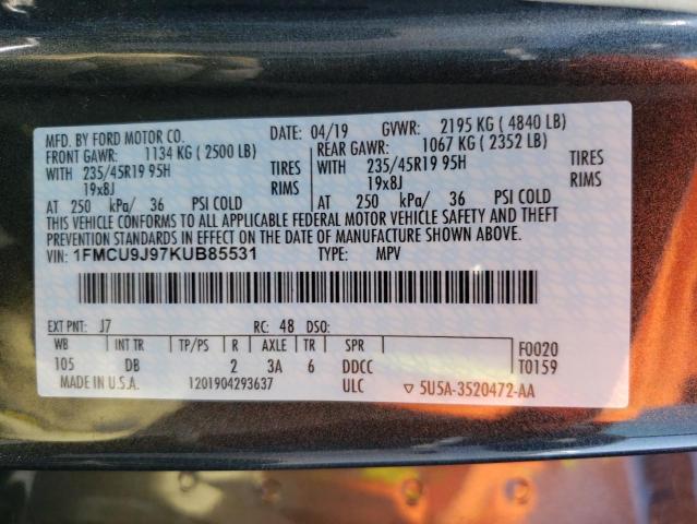 Photo 14 from auction – 2019 FORD ESCAPE TIT with VIN 1FMCU9J97KUB85531