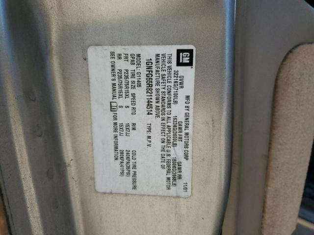 Photo 14 from auction – 2002 CHEVROLET EXPRESS G1 with VIN 1GNFG65R821144514