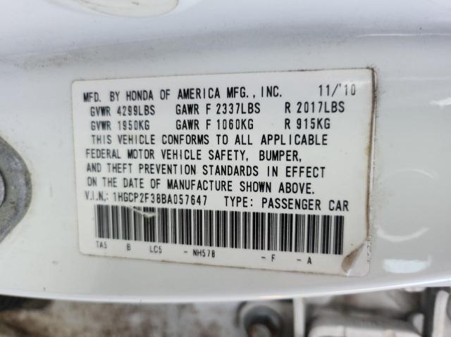 Photo 10 from auction – 2011 HONDA ACCORD LX with VIN 1HGCP2F38BA057647