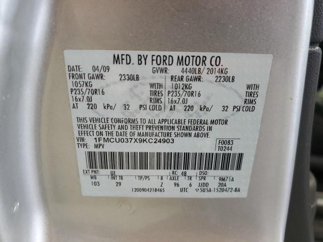 Photo 14 from auction – 2009 FORD ESCAPE XLT with VIN 1FMCU037X9KC24903
