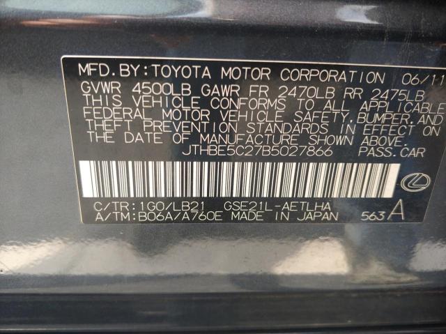 Photo 10 from auction – 2011 LEXUS IS 350 with VIN JTHBE5C27B5027866