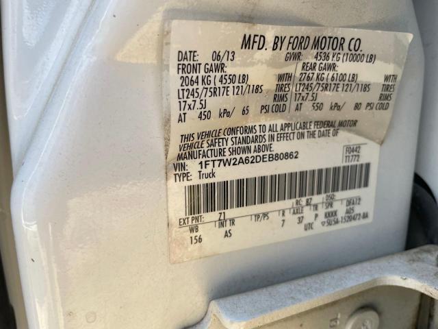 Photo 10 from auction – 2013 FORD F250 SUPER with VIN 1FT7W2A62DEB80862