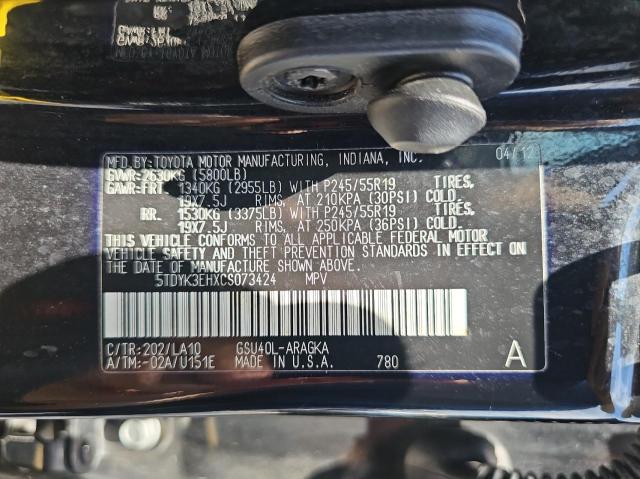 Photo 10 from auction – 2012 TOYOTA HIGHLANDER with VIN 5TDYK3EHXCS073424