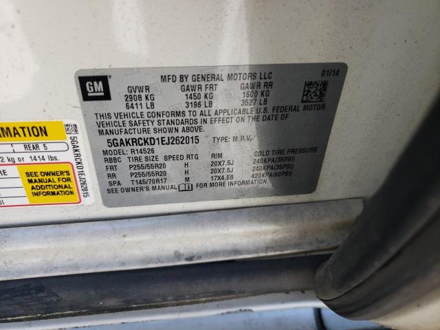 Photo 14 from auction – 2014 BUICK ENCLAVE with VIN 5GAKRCKD1EJ262015