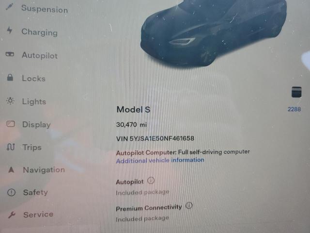 Photo 9 from auction – 2022 TESLA MODEL S with VIN 5YJSA1E50NF461658
