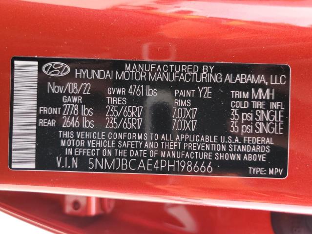 Photo 14 from auction – 2023 HYUNDAI TUCSON SEL with VIN 5NMJBCAE4PH198666