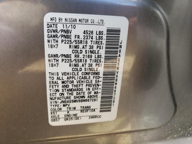Photo 14 from auction – 2011 NISSAN ROGUE S with VIN JN8AS5MV8BW667291
