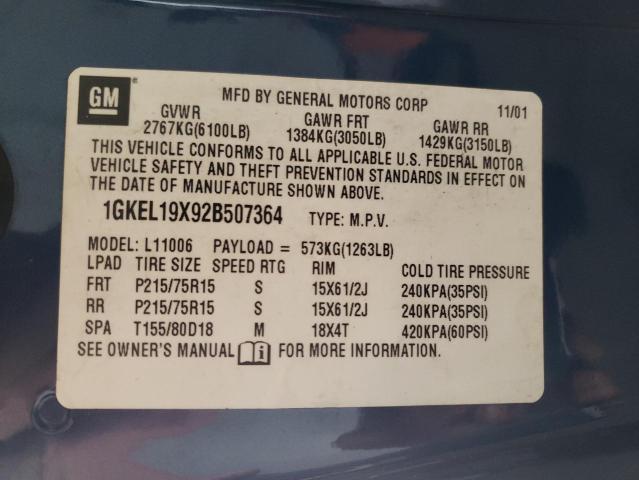 Photo 14 from auction – 2002 GMC SAFARI XT with VIN 1GKEL19X92B507364