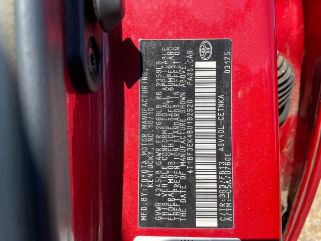 Photo 10 from auction – 2011 TOYOTA CAMRY BASE with VIN 4T1BF3EK4BU192520