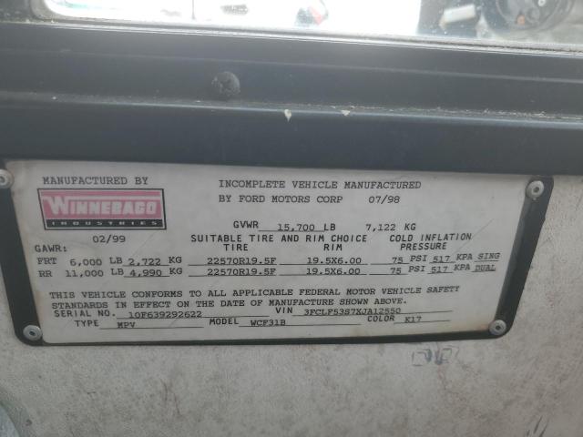 Photo 10 from auction – 1999 WINNEBAGO BRAVE with VIN 3FCLF53S7XJA12550