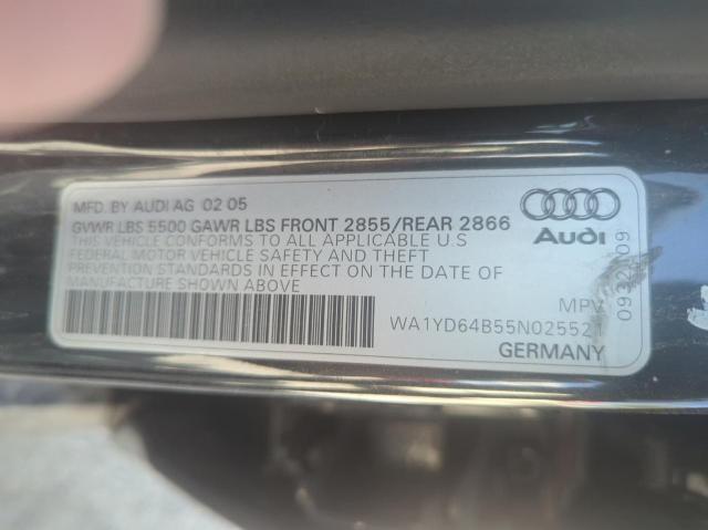 Photo 10 from auction – 2005 AUDI ALLROAD with VIN WA1YD64B55N025521