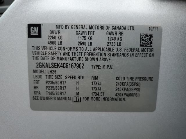 Photo 14 from auction – 2012 GMC TERRAIN SL with VIN 2GKALSEK4C6167902