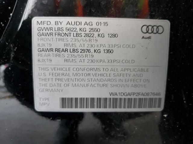 Photo 14 from auction – 2015 AUDI Q5 PREMIUM with VIN WA1DGAFP2FA087646