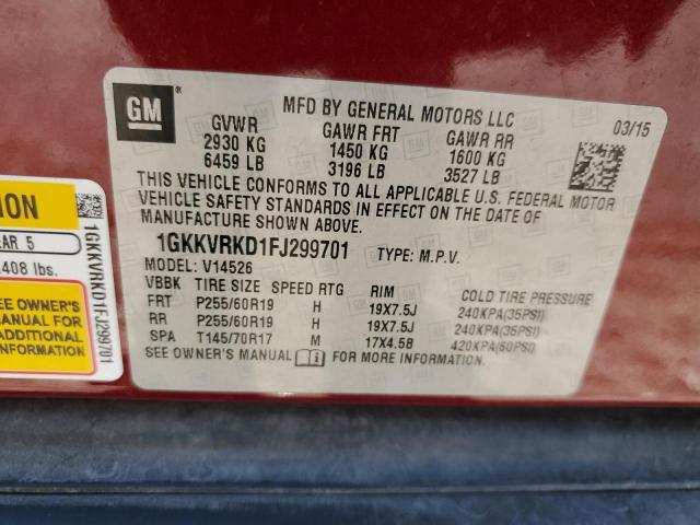 Снимка 14 от търг – 2015 GMC ACADIA SLT с VIN 1GKKVRKD1FJ299701