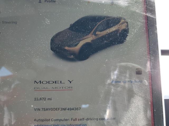 Снимка 9 от търг – 2022 TESLA MODEL Y с VIN 7SAYGDEF3NF494367