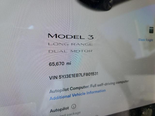 Photo 9 from auction – 2020 TESLA MODEL 3 with VIN 5YJ3E1EB7LF801531