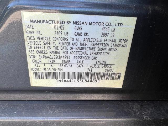 Photo 10 from auction – 2005 NISSAN MAXIMA SE with VIN 1N4BA41E55C844893