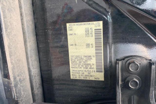 Photo 10 from auction – 2010 NISSAN MAXIMA S with VIN 1N4AA5AP4AC820128