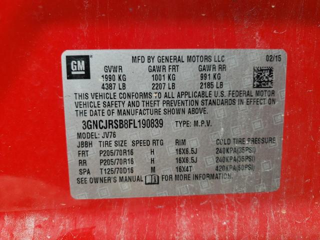 Photo 14 from auction – 2015 CHEVROLET TRAX 1LT with VIN 3GNCJRSB8FL190839